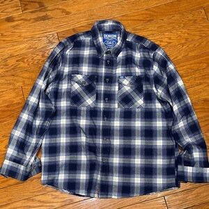 DIXXON Blue and White Plaid Casual Button Down Shirt